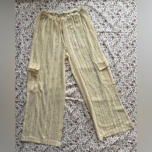 Wild Fable Beige Crochet Wide-Leg Pants